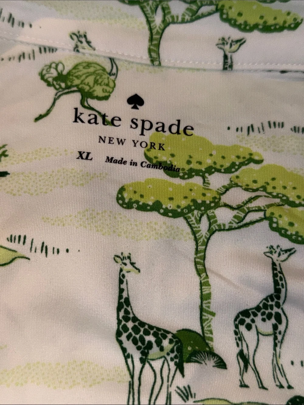kate spade White Pajama Set with Lime Green Safari Print